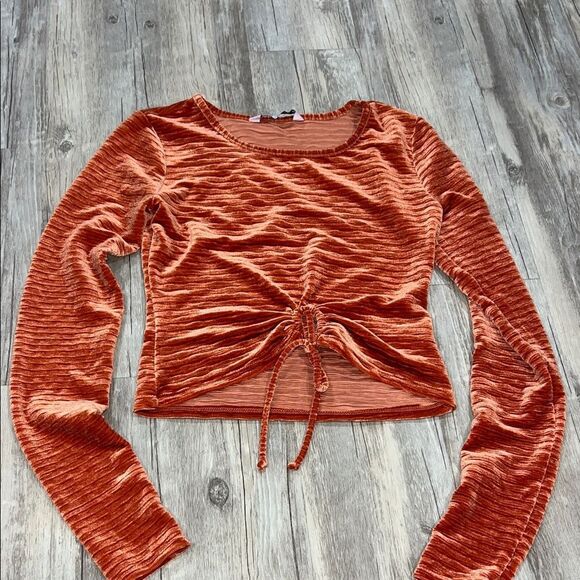 SO Rust Velvet Long Sleeve Top - Picture 1 of 2
